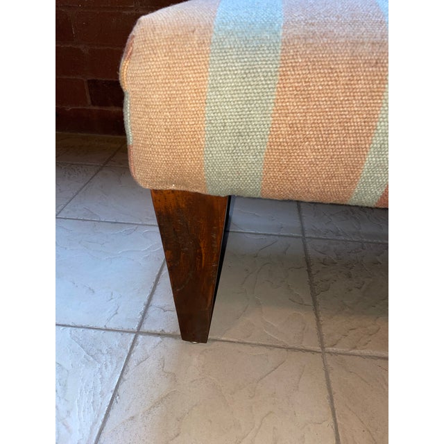 Vintage 1960s Ralph Lauren Inspired Wool Kilim Style Three Seat Upholstered Bench For Sale - Image 10 of 10