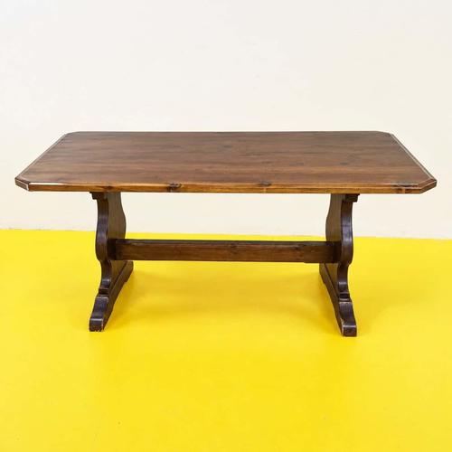Rustic Walnut-Stained Fratino Table with Sawhorse Legs For Sale - Image 12 of 12