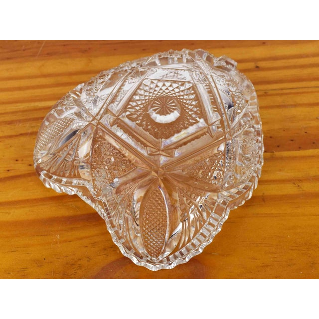 Early 20th Early American Pattern Glass Clear Pressed Glass Tri-Cornered Nappy Bowl For Sale - Image 6 of 6