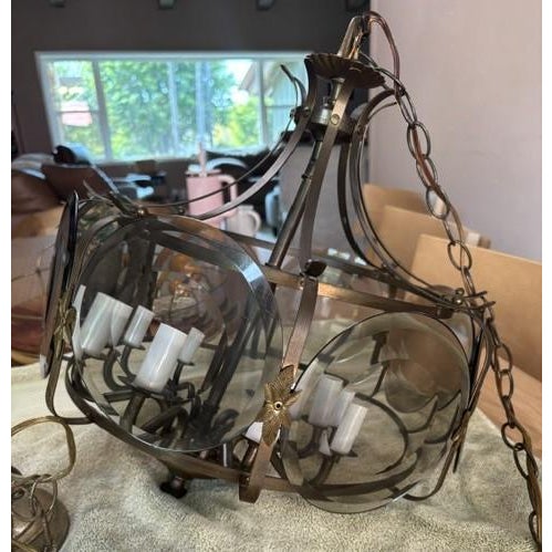 Beautiful, authentic vintage Mid-Century multi-arm chandelier. This stunning fixture features a classic Hollywood Regency...