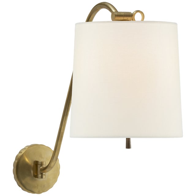 Barbara Barry For Visual Comfort Signature Understudy Sconce In Soft Brass With Linen Shade For Sale