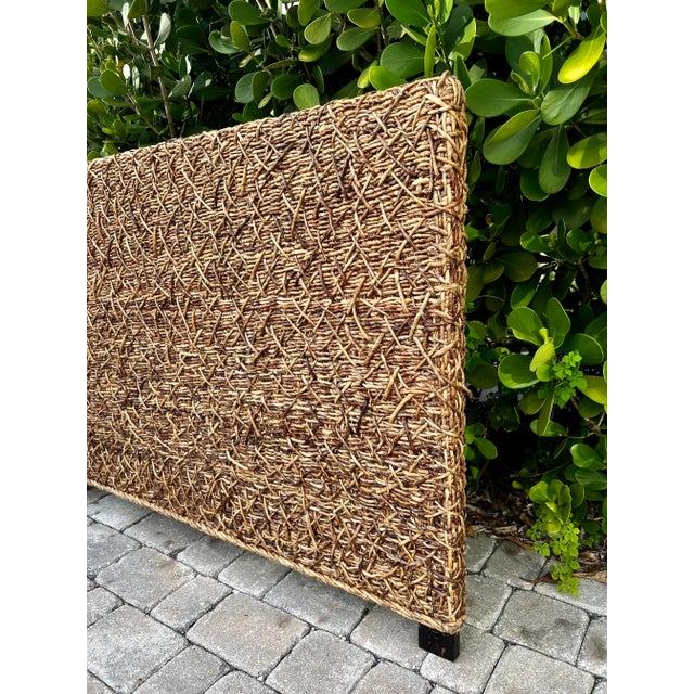 1990s Pair of Vintage Coastal Headboards in Natural Woven Fibers, Full Size For Sale - Image 5 of 12