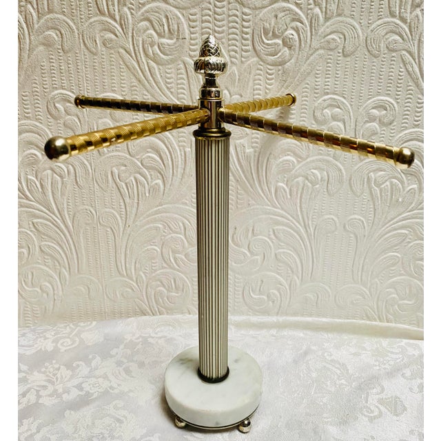1960s Mid Century Hollywood Regency Necklace Stand on Marble Base For Sale - Image 9 of 9