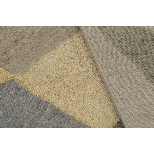 Textile Rug & Kilim’s Mid-Century Modern Style Rug With Gray & Green Geometric Patterns For Sale - Image 7 of 7