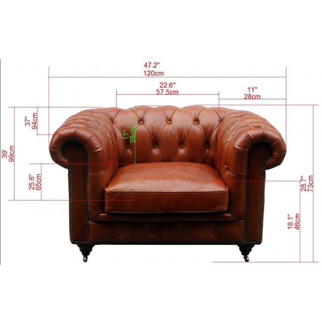 Pasargad Home Genuine Leather Chester Bay Tufted Arm Chair For Sale In New York - Image 6 of 7