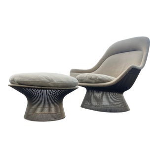 Late 20th Century Warren Platner Easy Chair and Ottoman For Sale