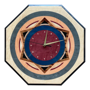 80s Valentino Italian Postmodern Inlaid Wood Marquetry Wall Clock Memphis Design Era
