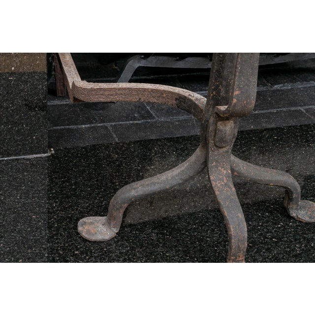Antique Tall Wrought Iron Fireplace Andirons With Urn Form Brass Finials—A Pair For Sale In New York - Image 6 of 8