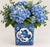 Japanese Vintage Chinoiserie Blue and White Porcelain Foo Dog Flower Frog For Sale - Image 3 of 11