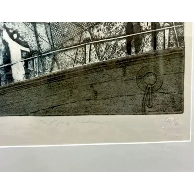 Metal Mid Century - Mikulas Kravjansky "The Flying Dutchman" Mixed Media Abstract Etching, 1981. - Signed, Numbered, Titled, Framed - Nautical, Maritime For Sale - Image 7 of 9