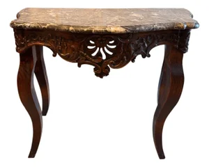 19th Century Walnut Console With Serpentine Marble Top