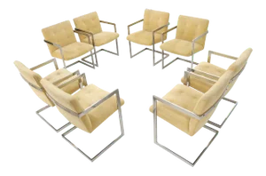Set of 8 Chrome Milo Baughman Attributed Dining Chairs