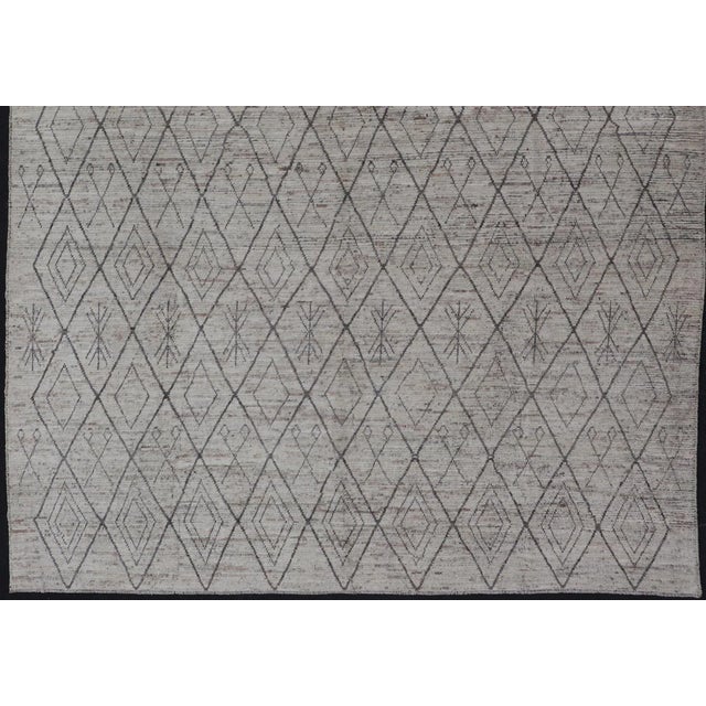 Modern Wool Rug With Diamond Design by Keivan Woven Arts 10'2 X 13'6 For Sale - Image 10 of 12