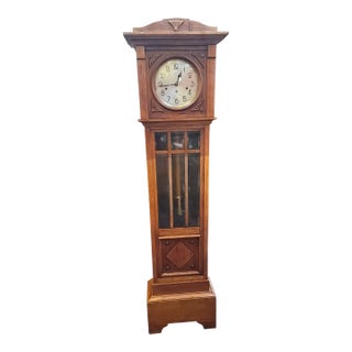 1900s Antique German Grandmother Clock Key Wind Westminster 8 Day For Sale