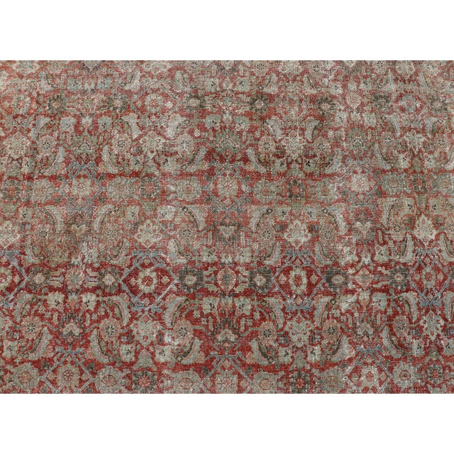 Red Antique Persian Sultanabad Rug With Refined Allover Pattern Soft Red 10'0 X 13'0 For Sale - Image 8 of 12
