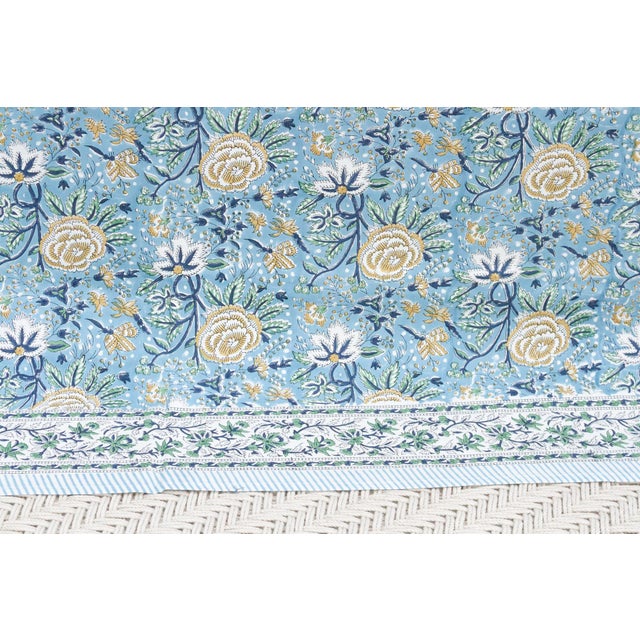 Sunrise Bloom, Hand Blockprint Cotton Coverlet For Sale - Image 4 of 6