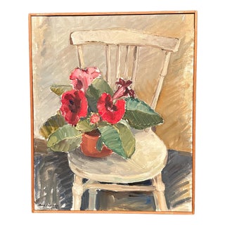 Aina Engström, Gloxinian, 1973, Oil on Canvas, Framed For Sale