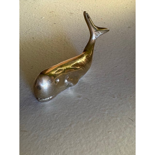 Brass Vintage Brass Whale Figurine Paperweight For Sale - Image 8 of 9