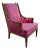 Bergere Armchair Hollywood Regency Style Pink Magenta Striped Satin Accent Chair For Sale