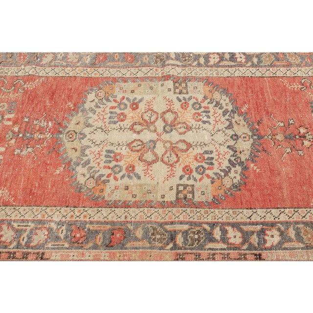 Mid 20th Century Vintage Small Turkish Oushak Rug For Sale - Image 4 of 7