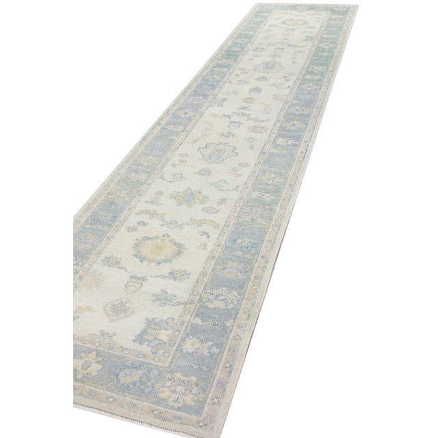 Blue Modern Turkish Oushak Rug 2'10" x 12'4" For Sale - Image 8 of 10