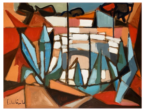 E. Whisle, Marine Composition, 1960s, Gouache on Paper, Framed