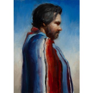 Blanket by Zack Zdrale | Oil on Artefex ACM panel Portrait of a man wrapped in a colorful blanket. For Sale