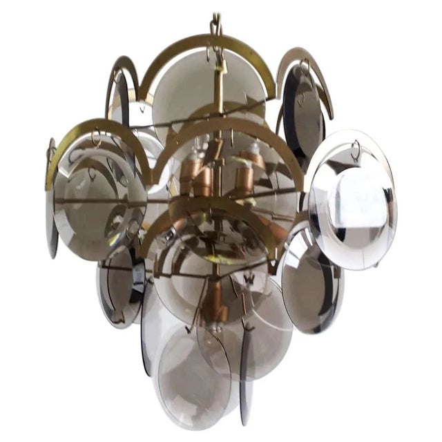 Mid 20th Century Smoked Glass Discs Chandelier by Vistosi For Sale - Image 10 of 10