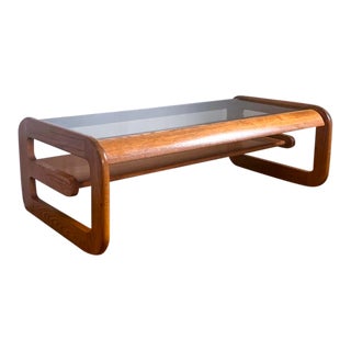 1980's Postmodern Oak Coffee Table Attributed to Lou Hodges For Sale