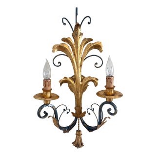 Large Florentine Hollywood Regency Wall Lamp, Italy, 1970s For Sale