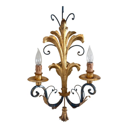 Large Florentine Hollywood Regency Wall Lamp, Italy, 1970s For Sale