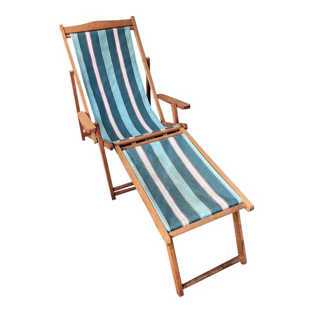 Teak Sling Chair With Foot Rest Chairish