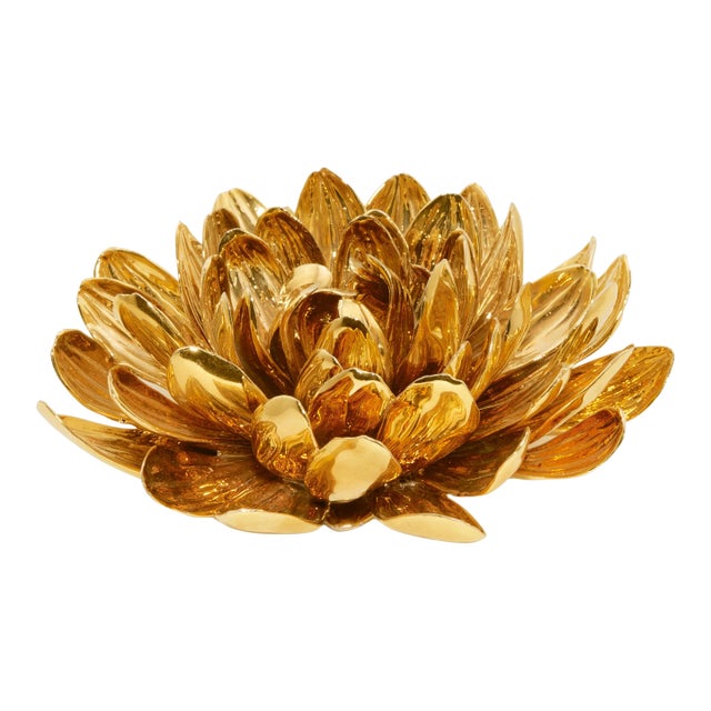 AERIN Gilded Dahlia Porcelain Flower For Sale