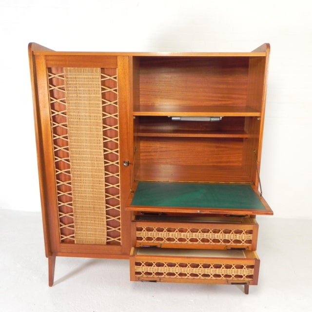 Vintage Secretaire in Rattan and Wood, 1960s For Sale - Image 9 of 18