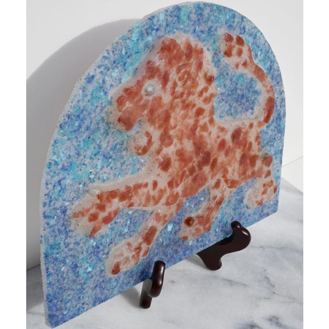 Henri Cros Pate De Verre Rampant Lion Large Plaque, Circa 1910 For Sale - Image 4 of 6