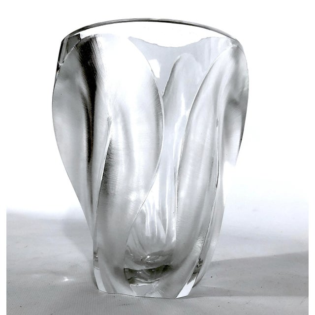 Polished and Frosted Crystal Glass Ingrid Vase from Lalique, 1960s For Sale - Image 6 of 15