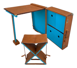 Leather Suitcase or Travel Desk attributed to Gucci Workshops for Pacific Compagnie, 1980s, Set of 2