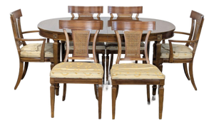Thomasville Traditional Oval Extension Dining Set With 6 Cane-Back Chairs