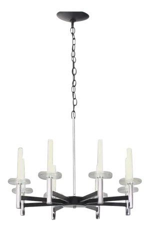 Vintage Mid Century Chrome and Glass Light Fixture