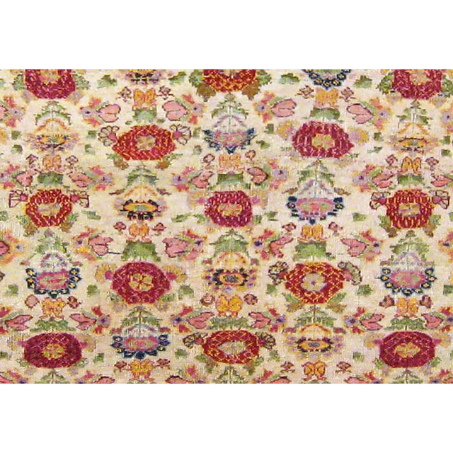 Antique Persian Tabriz Oriental Carpet in Small Size with Rosettes and Flowers For Sale - Image 4 of 5
