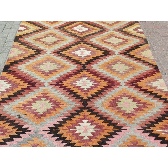 Tribal 1960s Vintage Turkish Kilim Rug - 67"x99" For Sale - Image 3 of 12