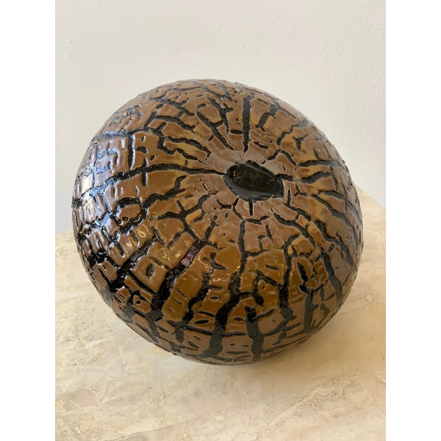 Vintage Mid Century Bohemian Ghiaccio Art Glass Vase For Sale - Image 9 of 12