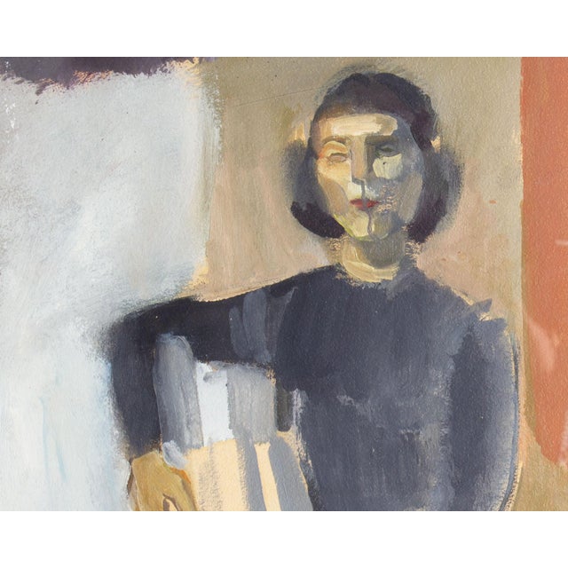 Oil on Paper Painting of a Seated Figure by Walter Stomps For Sale In Indianapolis - Image 6 of 7