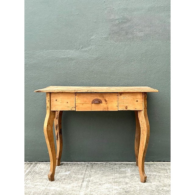 Wood Vintage Rustic Wood Writing Desk For Sale - Image 7 of 12