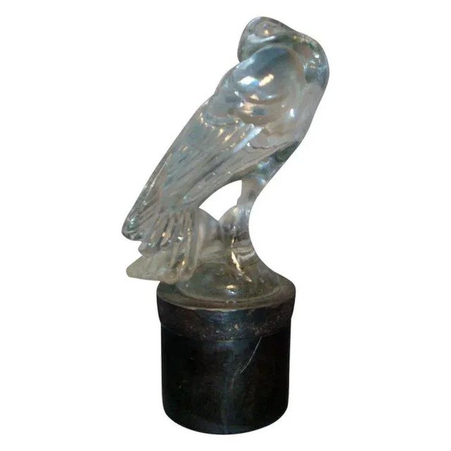 Glass 1920's Art Deco Crystal Car Mascot by Warren Kessler in the Form of a Bird For Sale - Image 7 of 7