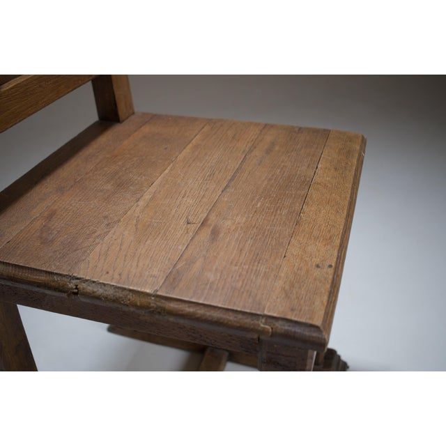 Vintage Sculptural French Oak Chair, 1930s For Sale - Image 12 of 18