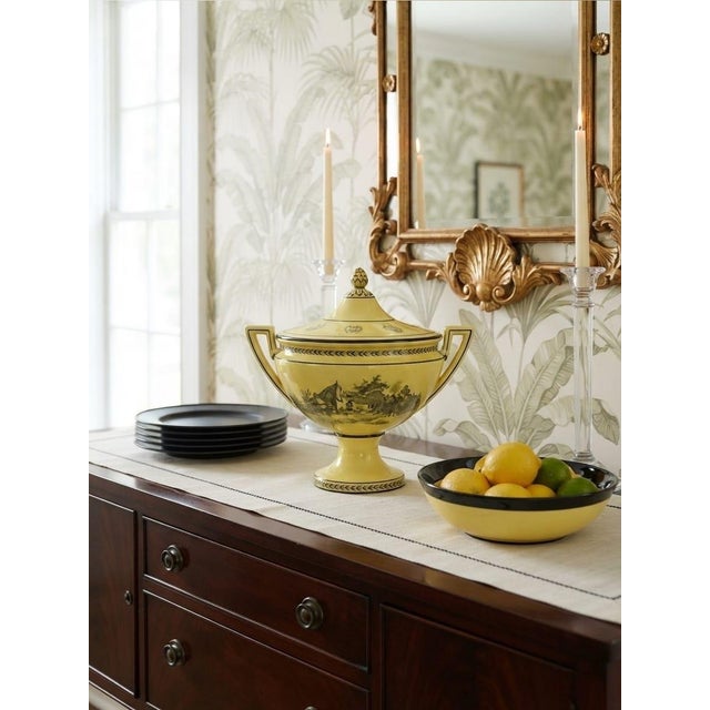 Neoclassical Style Yellow and Black Ceramic Lidded Urn For Sale - Image 9 of 12
