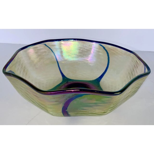 Vintage Art Deco Czech Kralik Iridescent Art Glass Bowl For Sale - Image 4 of 4