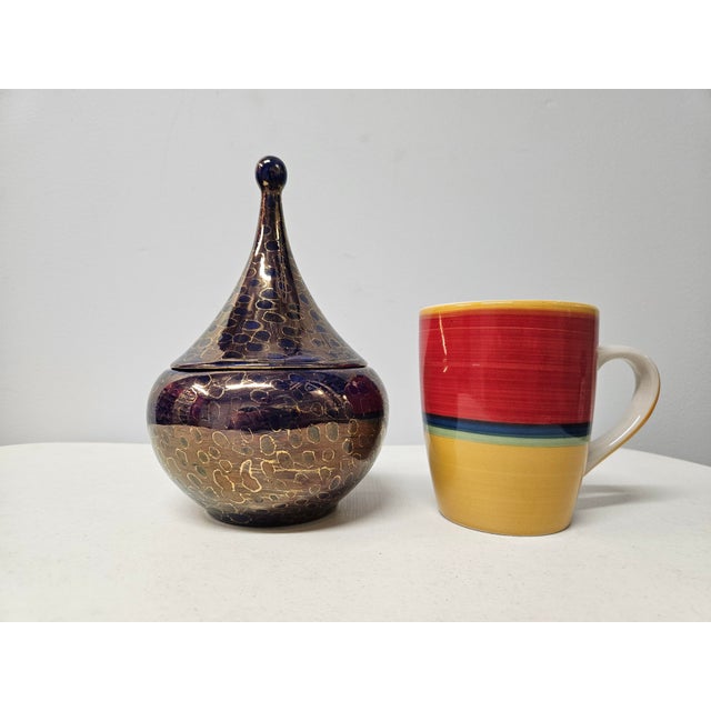 Gold and Purple Teardrop Lidded Jar For Sale - Image 13 of 14