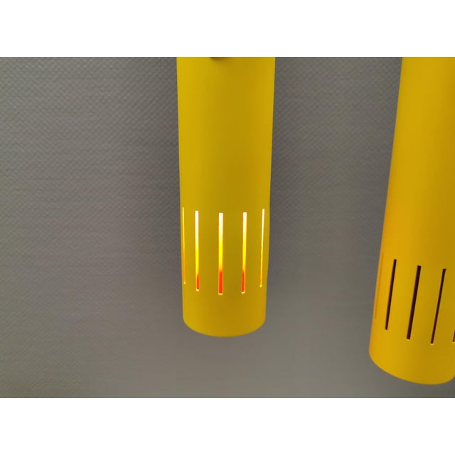 1980s Yellow Trombone Pendants from Lyskaer Belysning, Denmark, 1980s, Set of 2 For Sale - Image 5 of 11